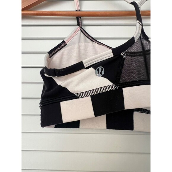 Lululemon Flow Y Bra IV White Black Pink Mesh Size 4 - Picture 3 of 4